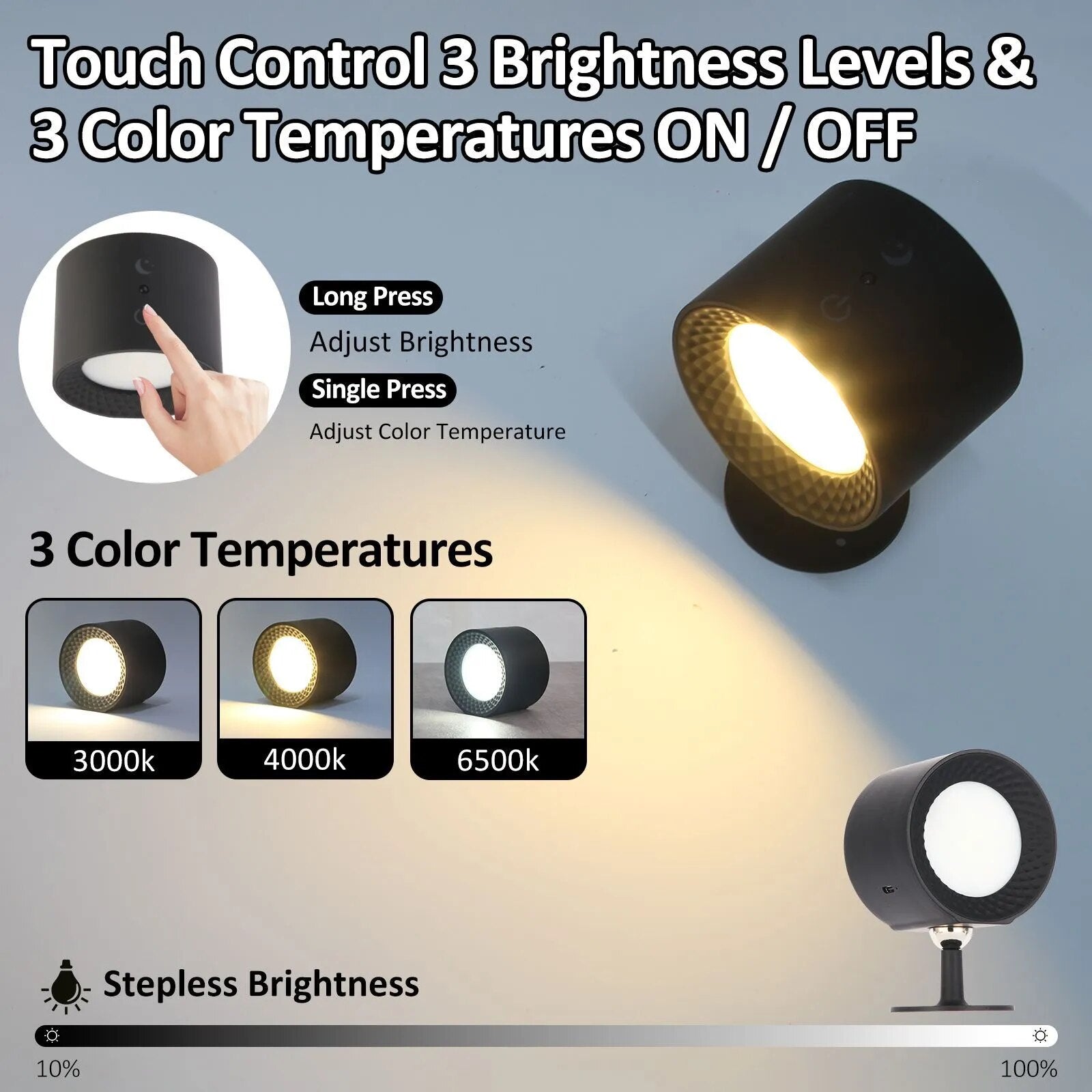 Lampe tableau rechargeable dimmable LED 3000K/4000K/6500K